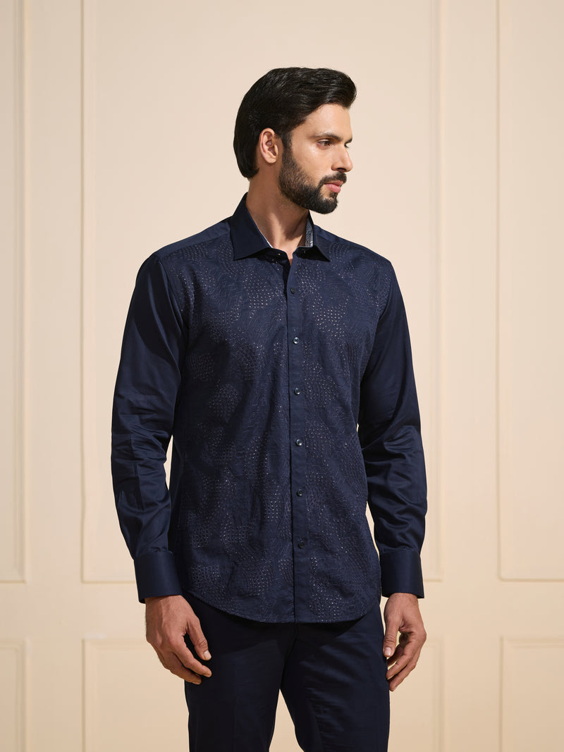 THE MIDNIGHT SPARK: LUXE DARK BLUE SHIRT