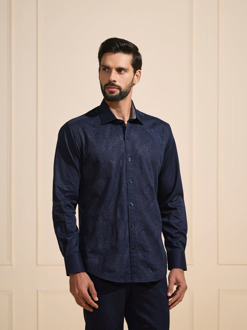 THE MIDNIGHT SPARK: LUXE DARK BLUE SHIRT