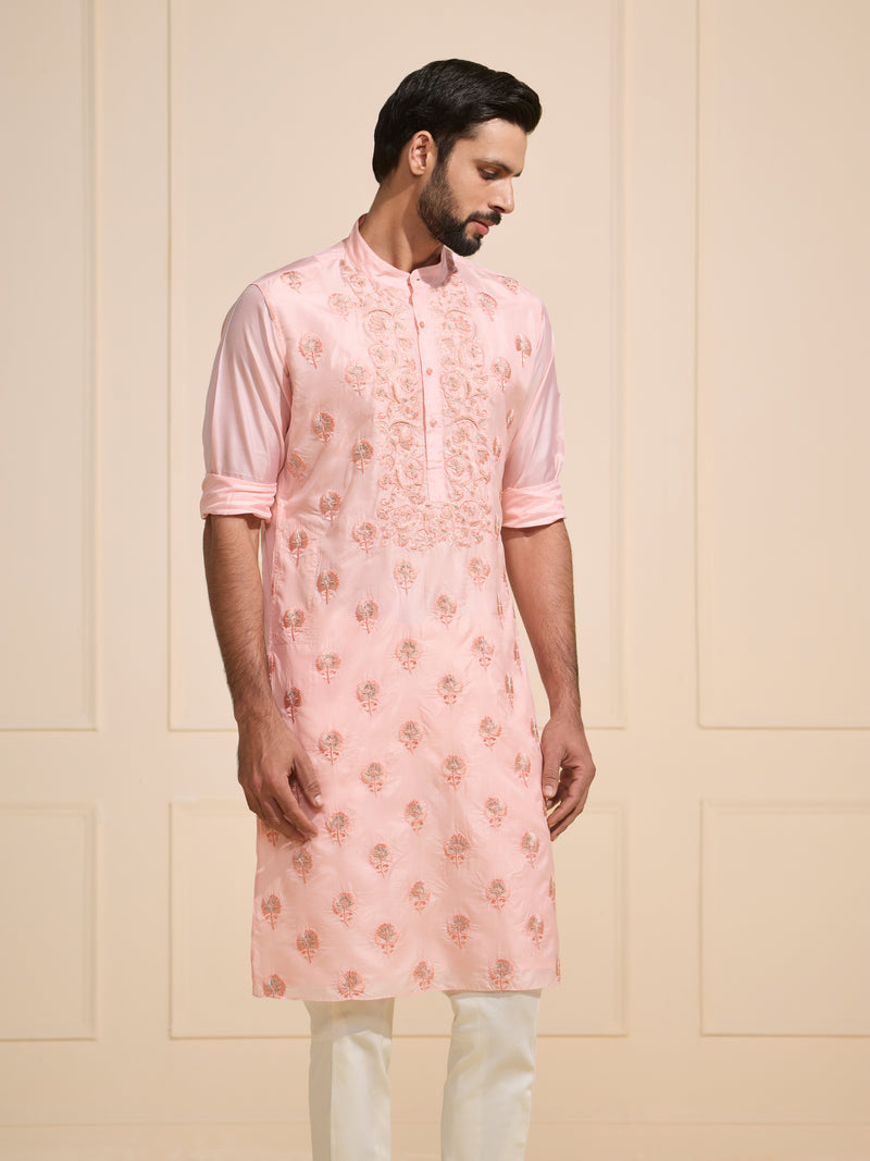 ROSY GLIMMERING GOLD ACCENTED OPULENT KURTA