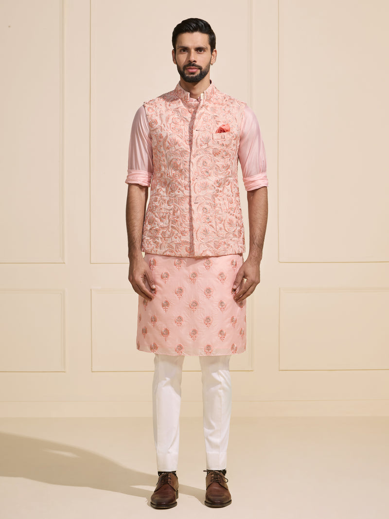 THE GILDED DUSKY ROSE WAISTCOAT WITH FLORAL ACCENT