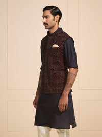 THE DEEP GARNET ETHNIC WAISTCOAT OF FESTIVE CHARM