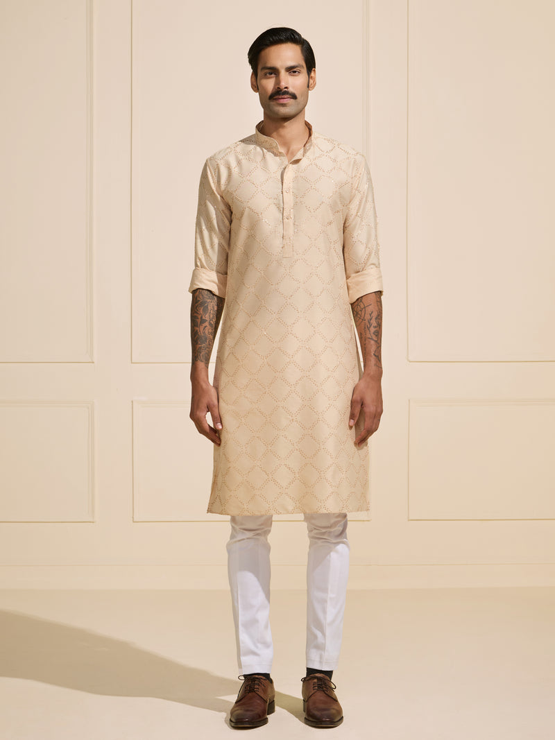 THE BEIGE SYMMETRIC ELEGANCE: TIMELESS ETHNIC KURTA