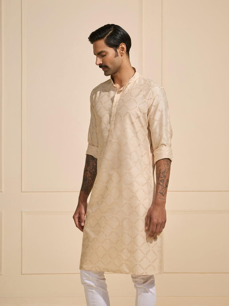 THE BEIGE SYMMETRIC ELEGANCE: TIMELESS ETHNIC KURTA