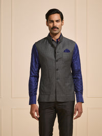 THE STORM GREY WOVEN SLEEK WAISTCOAT