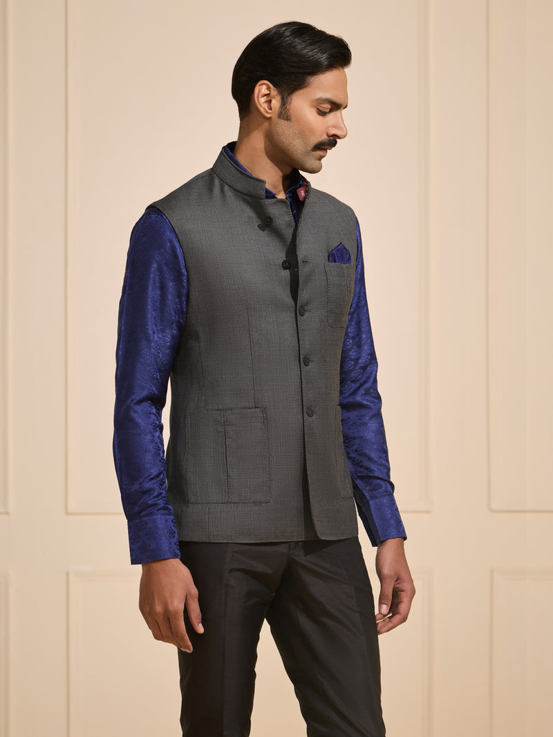 THE STORM GREY WOVEN SLEEK WAISTCOAT