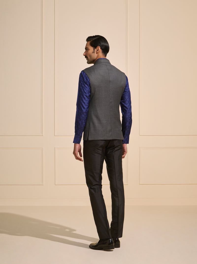 THE STORM GREY WOVEN SLEEK WAISTCOAT