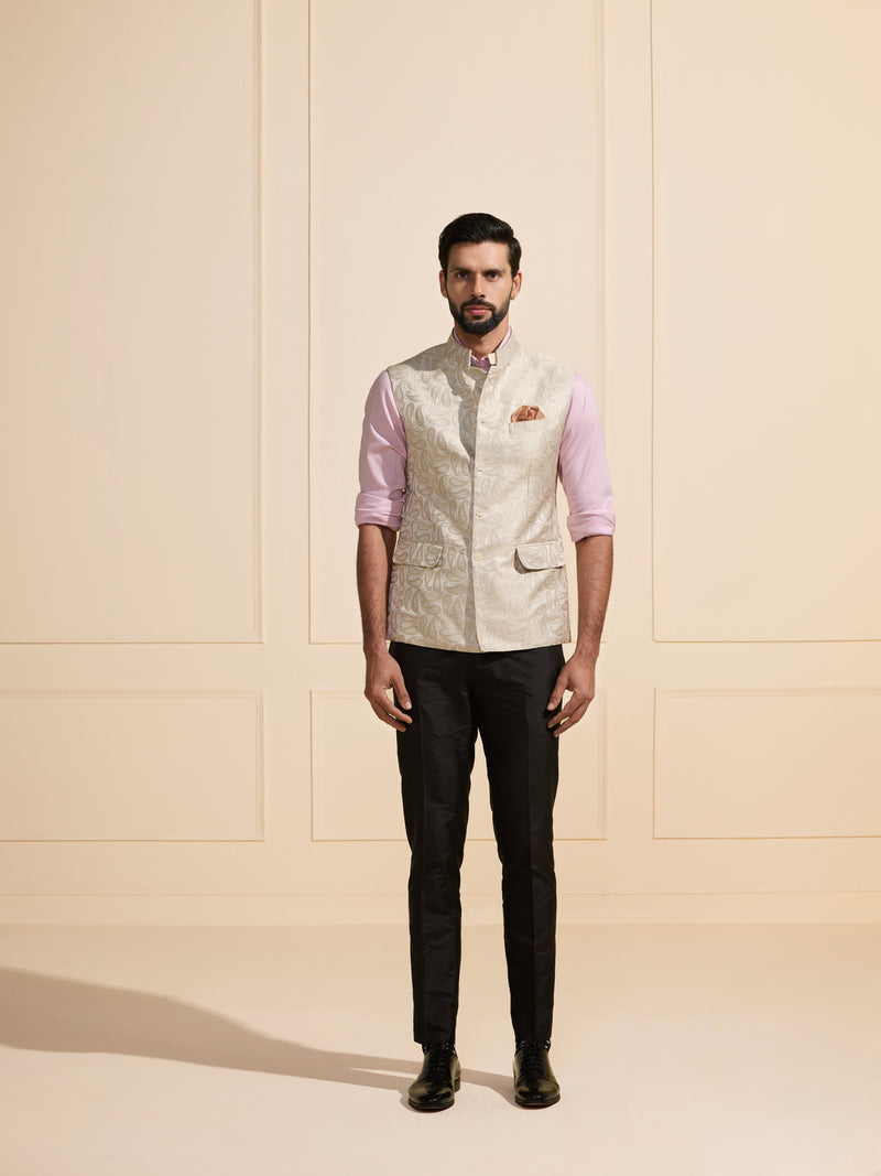 THE IVORY SERENADE: FLORAL WEAVES WAISTCOAT