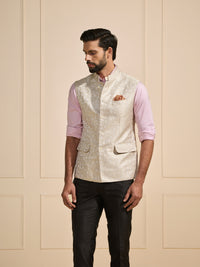 THE IVORY SERENADE: FLORAL WEAVES WAISTCOAT