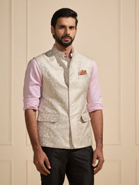 THE IVORY SERENADE: FLORAL WEAVES WAISTCOAT