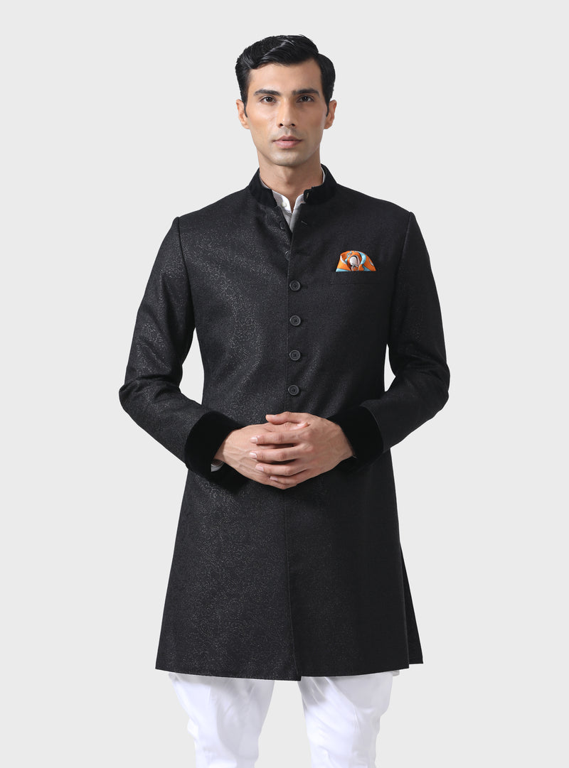 ELITE ELEGANCE THE BESPOKE BLACK TEXTURED SHORT ACHKAN