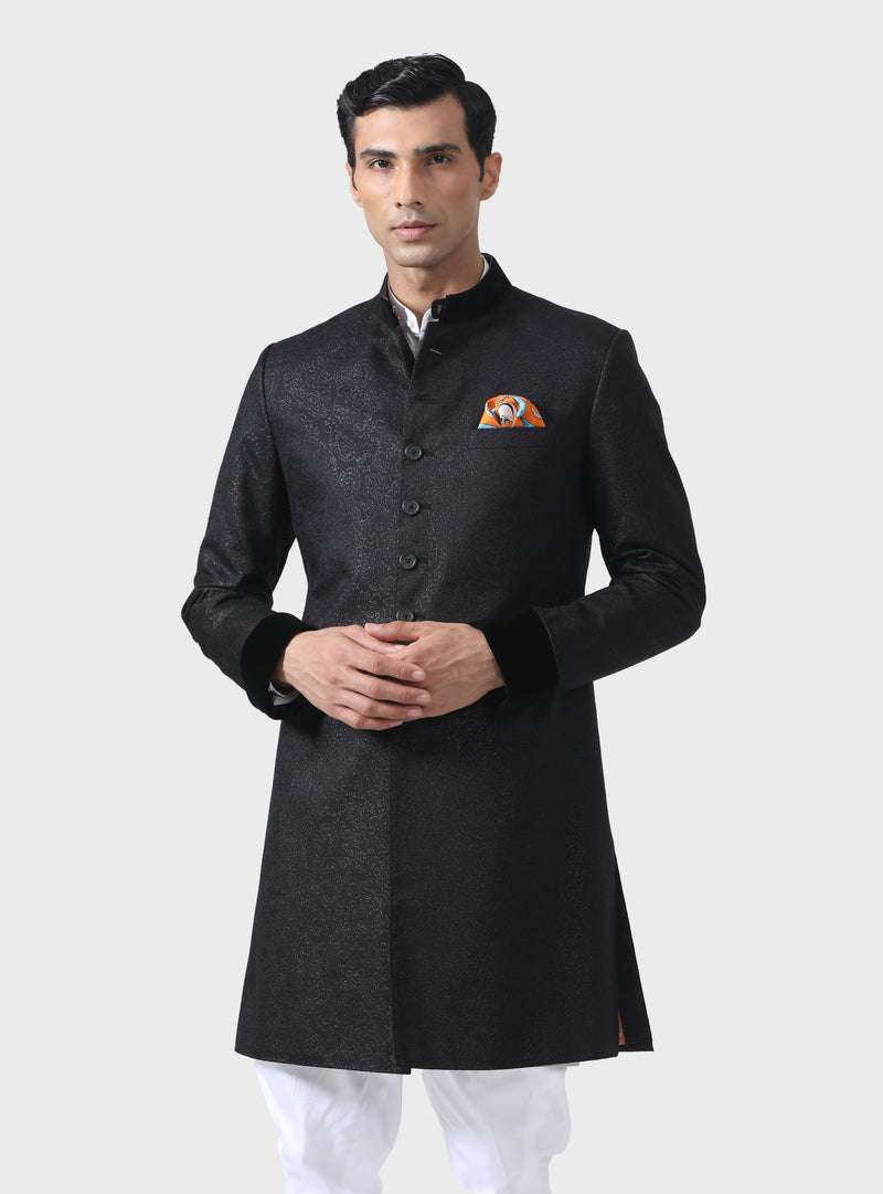 ELITE ELEGANCE THE BESPOKE BLACK TEXTURED SHORT ACHKAN