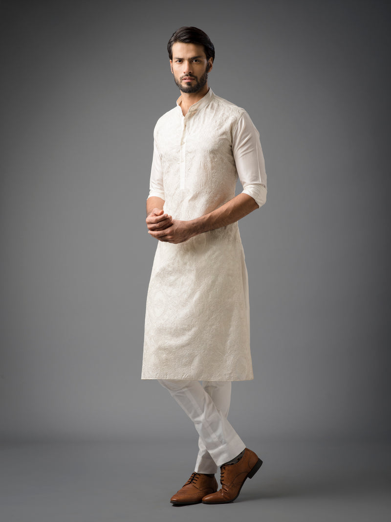 PARISIAN CREAM EMBROIDERED KURTA