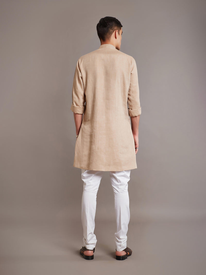 BEIGE LINEN KURTA