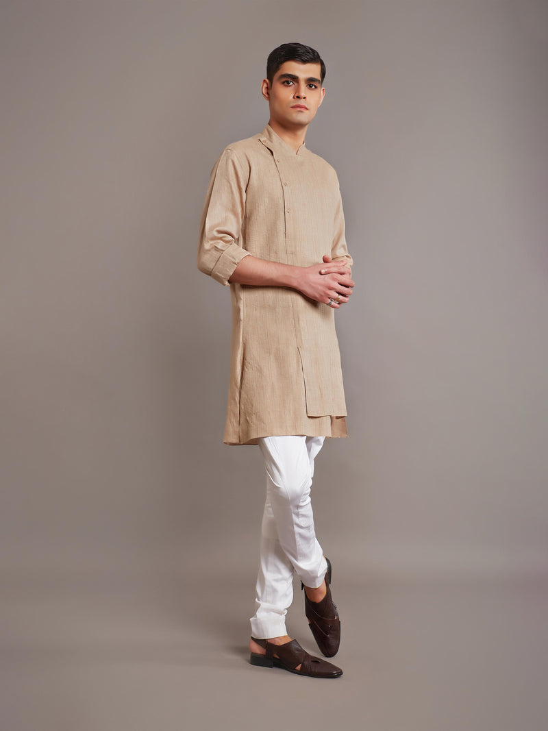 BEIGE LINEN KURTA