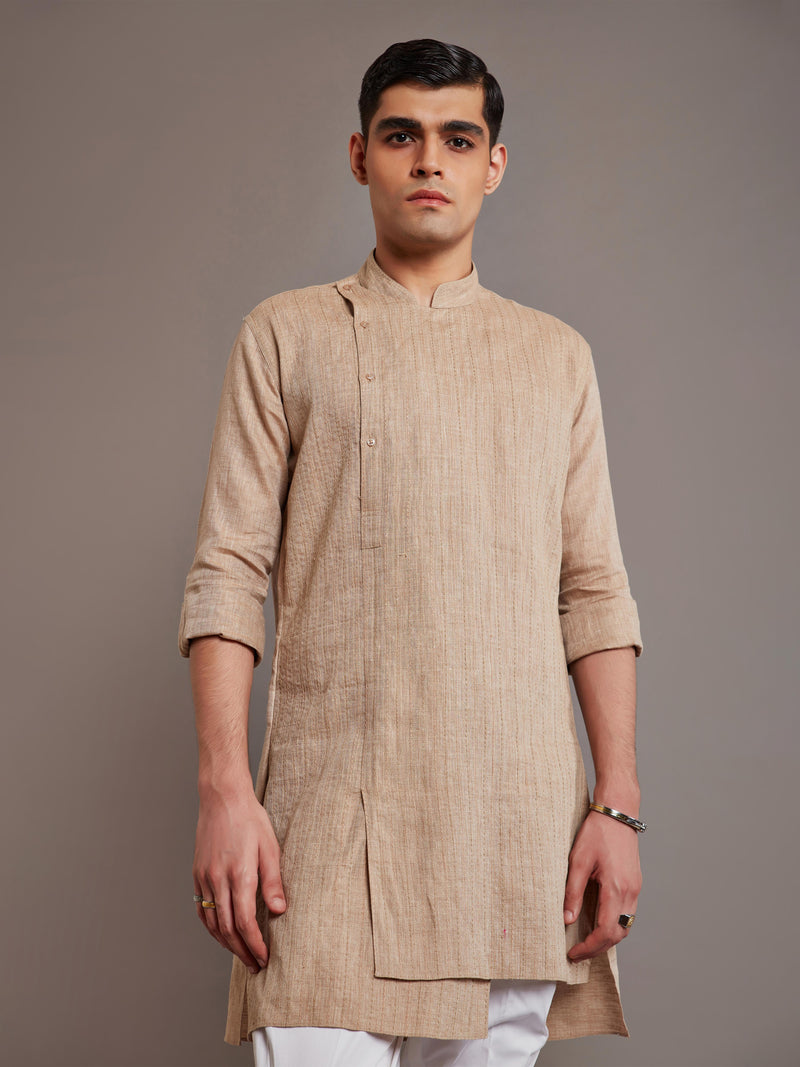 BEIGE LINEN KURTA