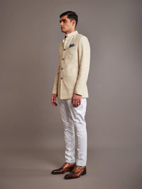 BEIGE SILK BANDHGALA JACKET