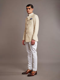 BEIGE SILK BANDHGALA JACKET