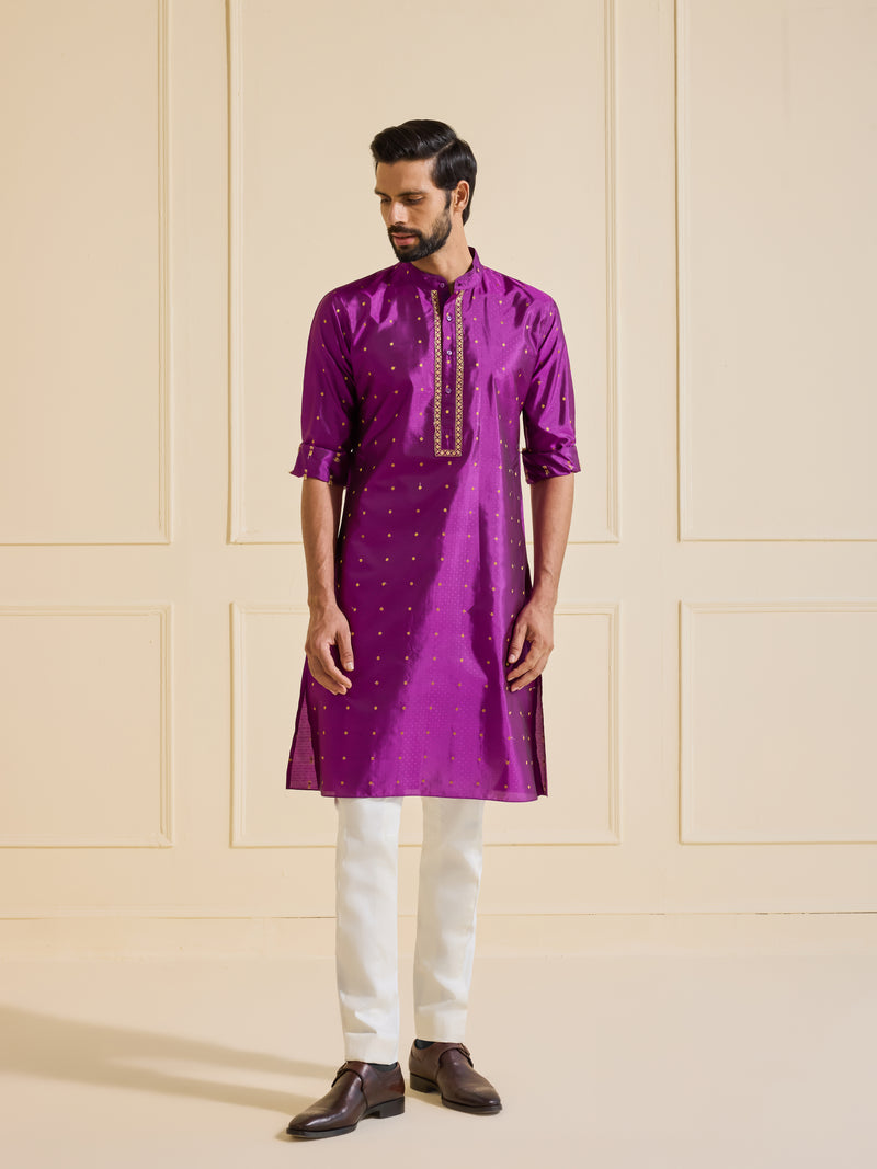 THE OPULENT FLARE: GOLDEN PURPLE KURTA