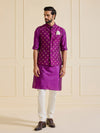 THE MAJESTIC GOLDEN PATTERNED PURPLE WAISTCOAT