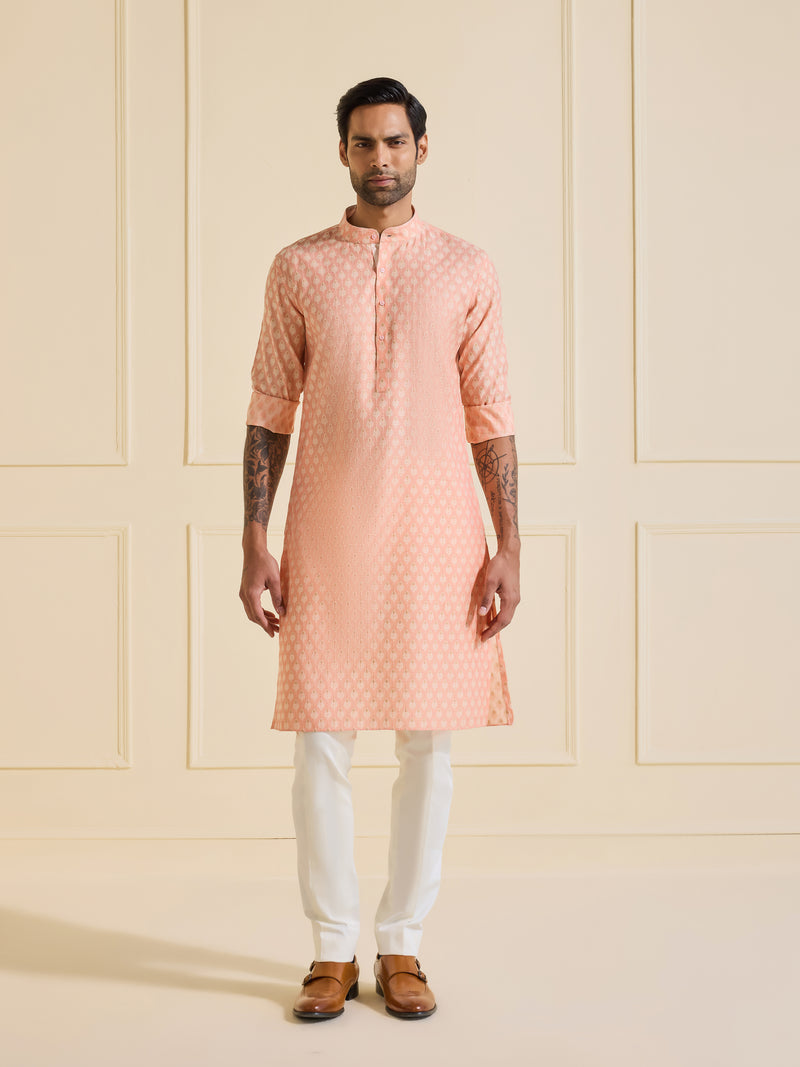 THE ORNATE PEACH BLOSSOM KURTA