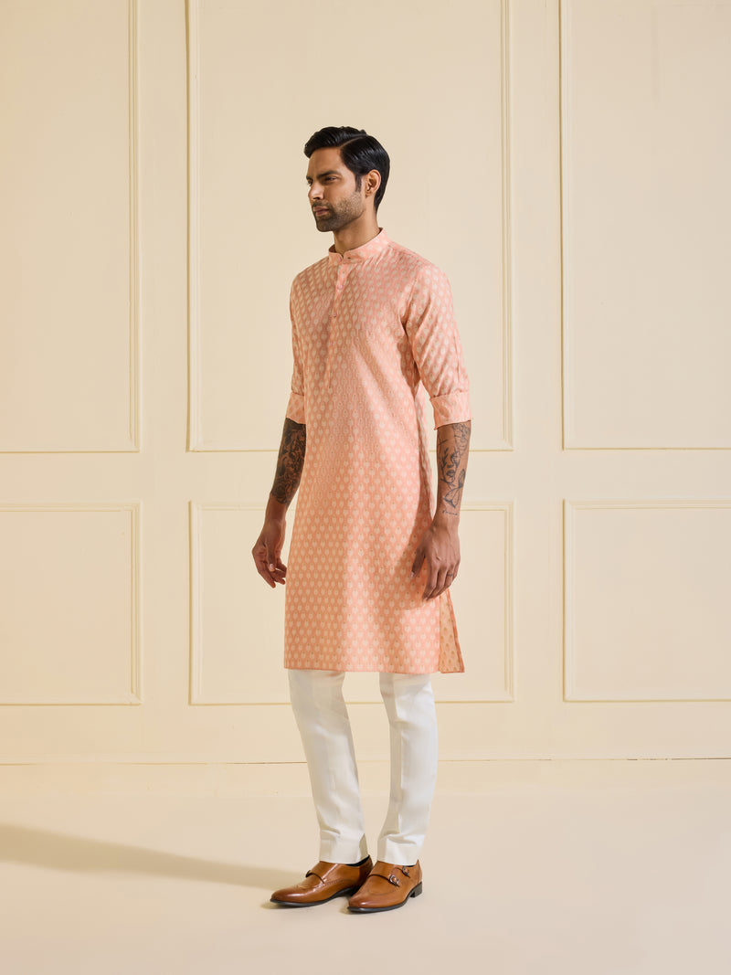 THE ORNATE PEACH BLOSSOM KURTA