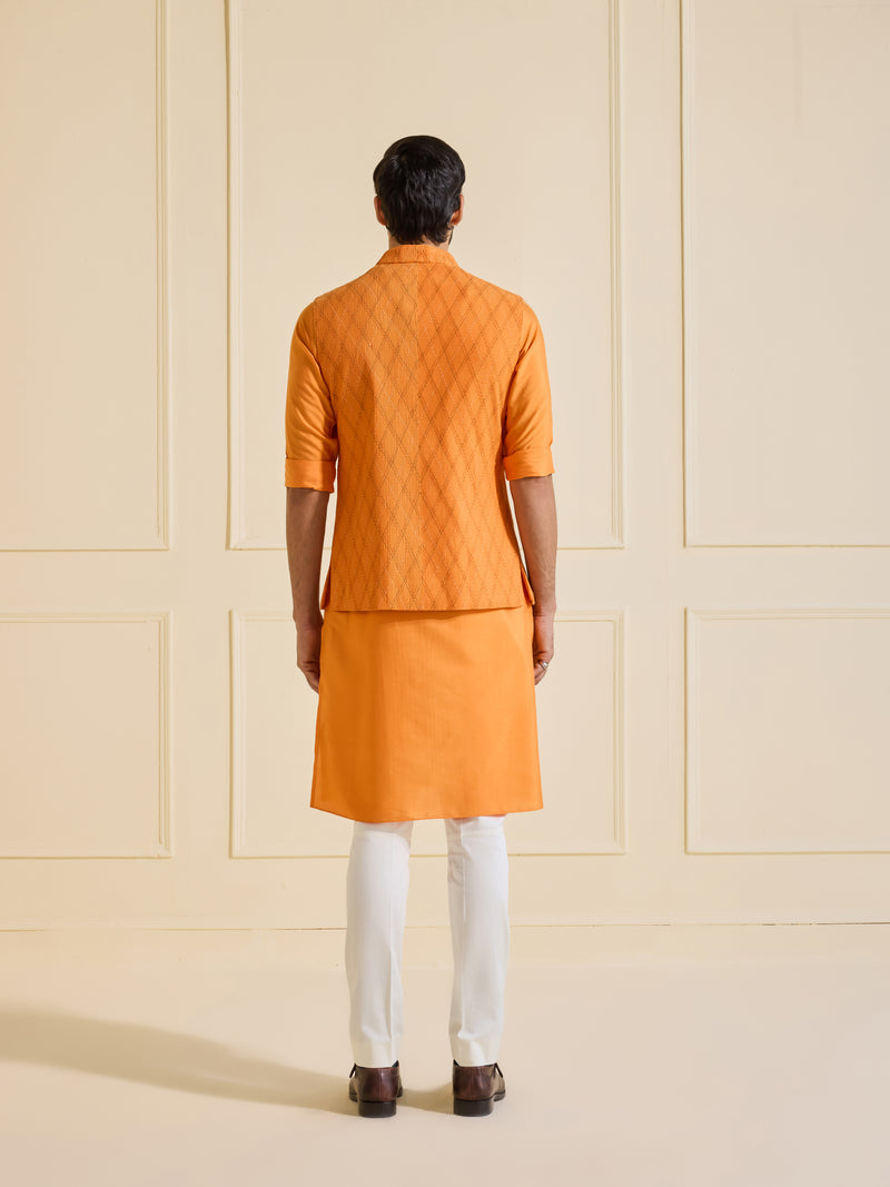 TANGERINE GRANDEUR: THE TEXTURED REGAL WAISTCOAT