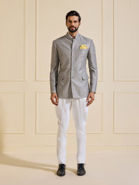 THE LUMINARY SILVER ALLURE BANDHGALA JACKET