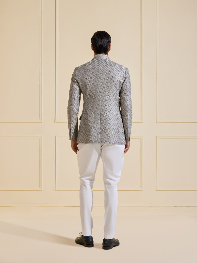 THE LUMINARY SILVER ALLURE BANDHGALA JACKET