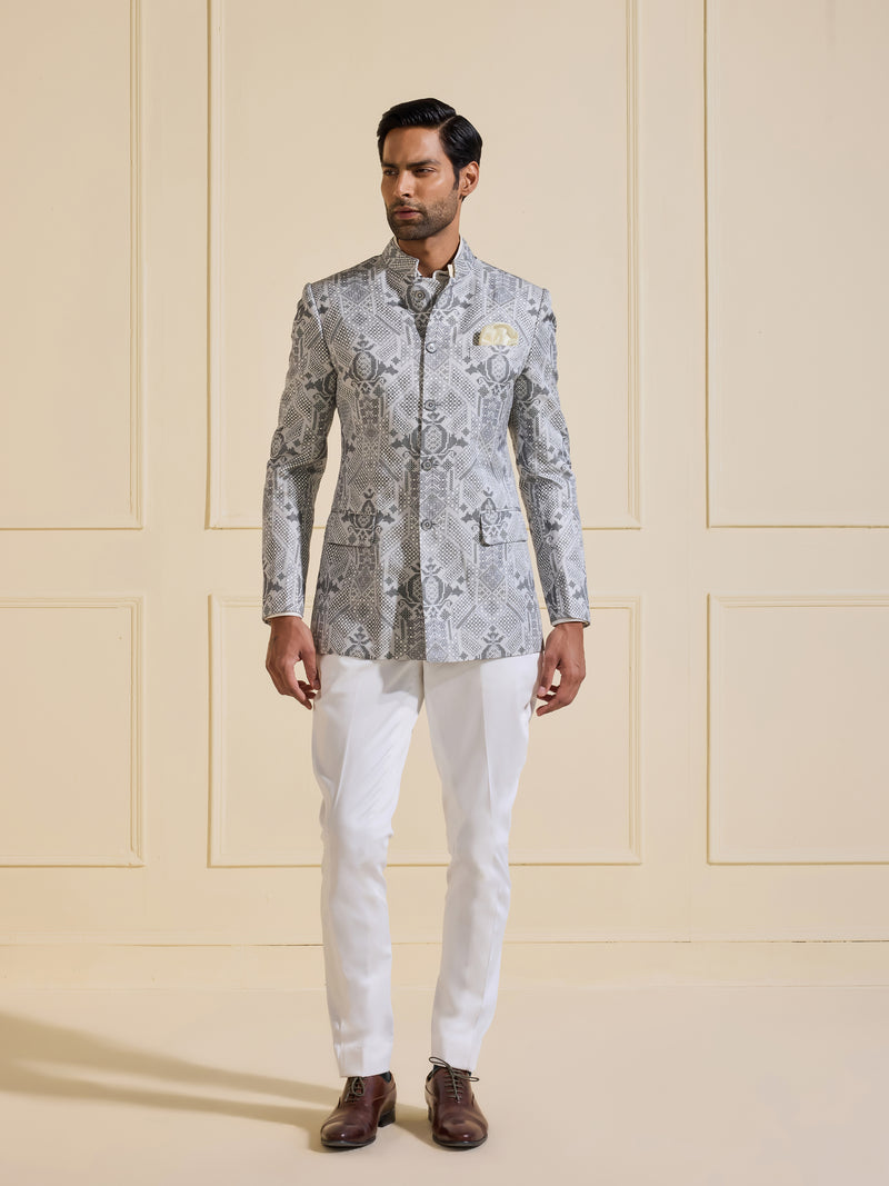 AROHAN: IVORY PRESTIGE BANDHGALA JACKET