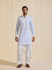 THE CRYSTAL ICY SKY KURTA WITH WHITE ACCENTS