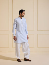 THE CRYSTAL ICY SKY KURTA WITH WHITE ACCENTS