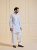 THE CRYSTAL ICY SKY KURTA WITH WHITE ACCENTS