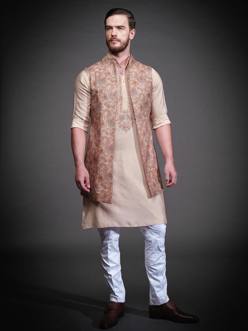 BEIGE COTTON SILK KURTA