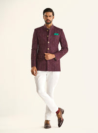 THE BORDEAUX JACQUARD BANDHGALA JACKET