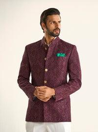 THE BORDEAUX JACQUARD BANDHGALA JACKET