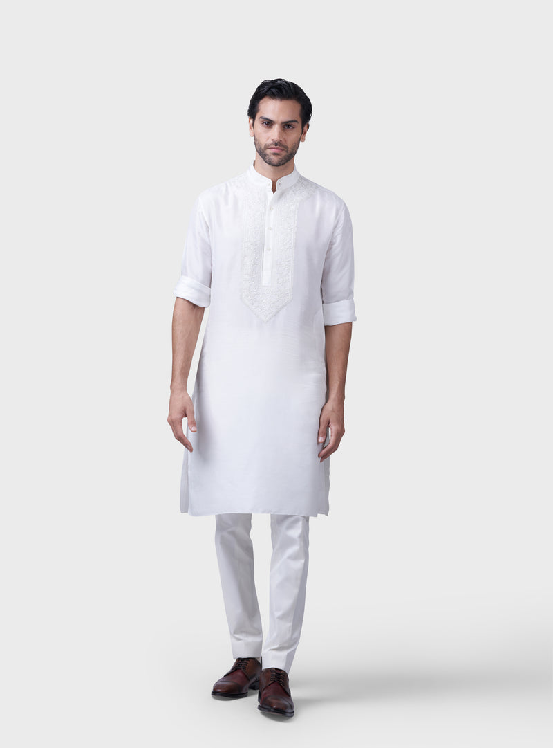 THE IVORY PATTI YOKE KURTA