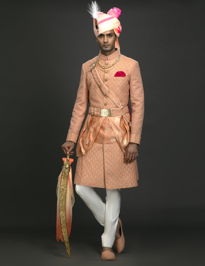 PEACH BROCADE ACHKAN