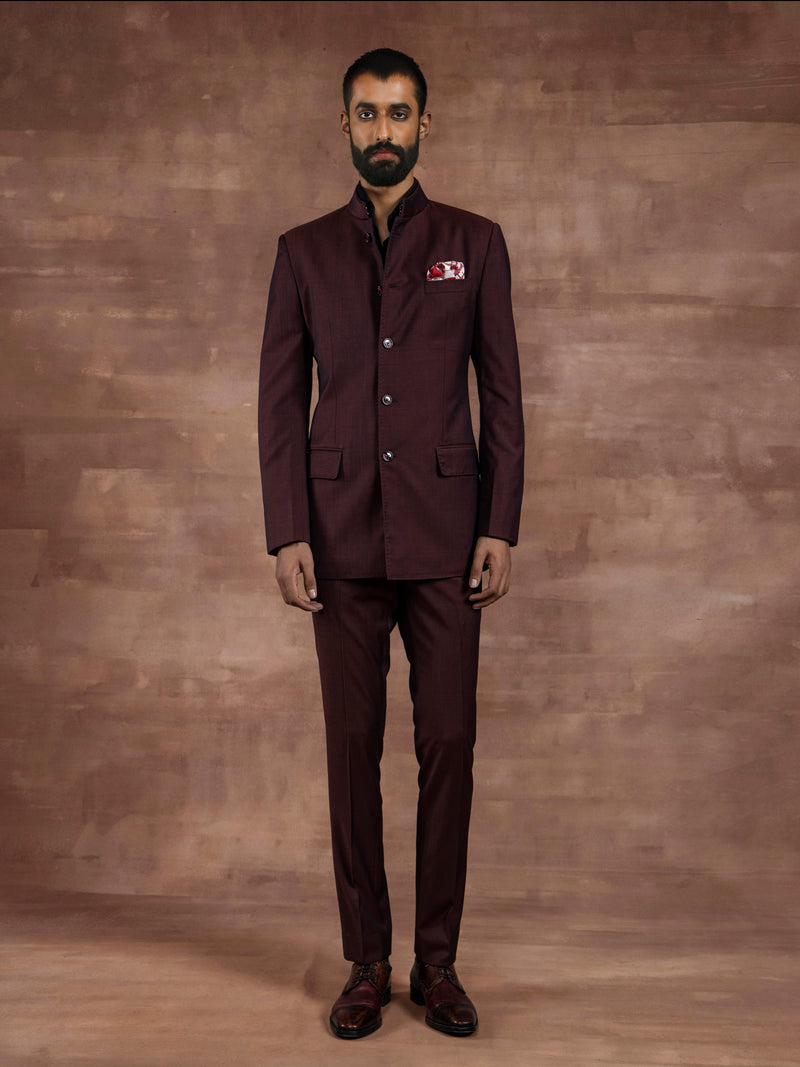 BORDEAUX BANDHGALA SUIT