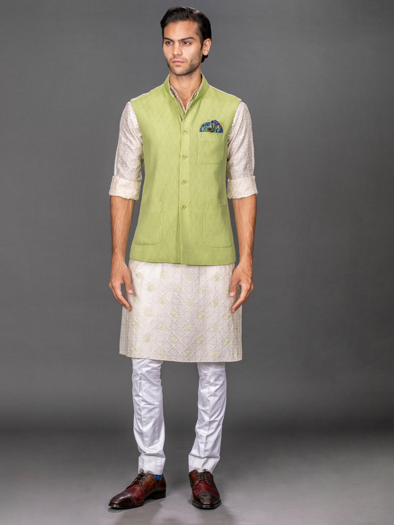 LIGHT GREEN LINEN WAISTCOAT