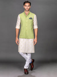 LIGHT GREEN LINEN WAISTCOAT