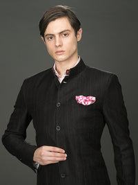 BLACK LINEN BANDHGALA JACKET