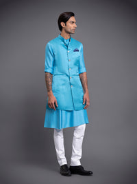 KASHMIR BLUE LONG WAISTCOAT