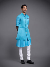 KASHMIR BLUE LONG WAISTCOAT