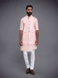 KASHMIR GULAABI LONG WAISTCOAT