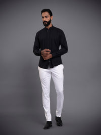 PANELLED BAND COLLAR SHIRT