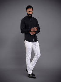 PANELLED BAND COLLAR SHIRT