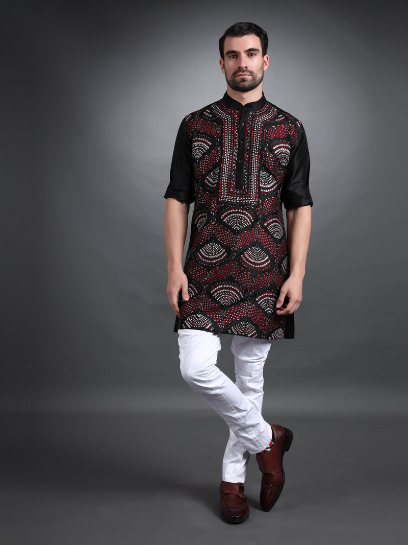 BLACK SILK KURTA