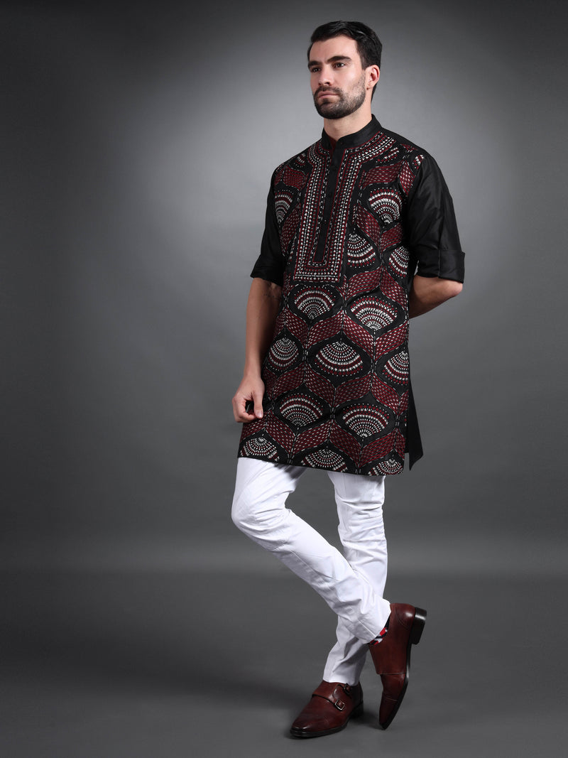 BLACK SILK KURTA