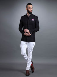 CHECKED COTTON BANDHGALA JACKET