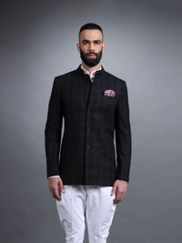 CHECKED COTTON BANDHGALA JACKET